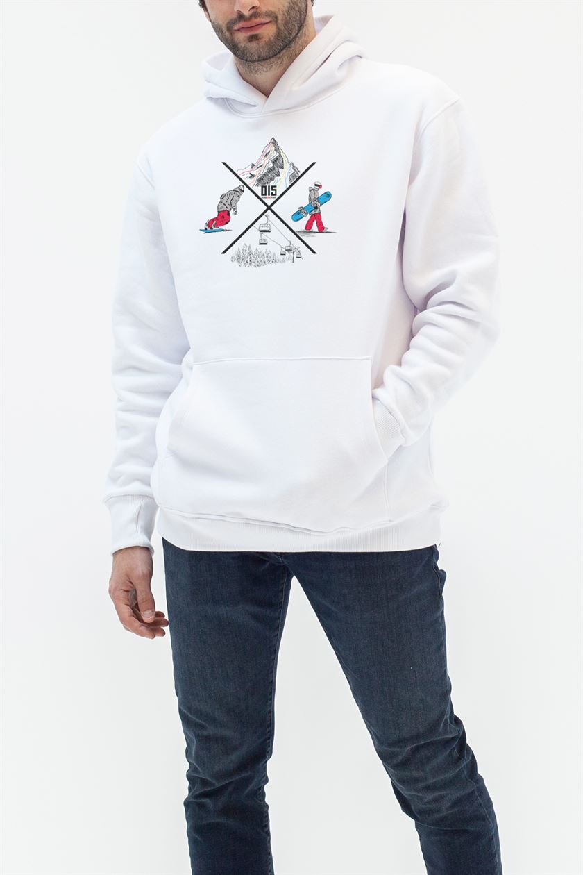 X-Snowboard Hoodie - Beyaz