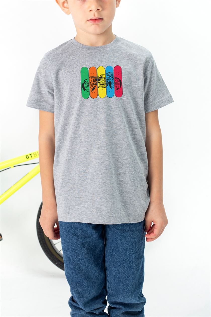 Kids' Wall Art T-Shirt Grey